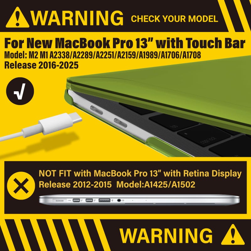 آي بينزر IBenzer متوافق مع حافظة 2025 2024 M2 MacBook Pro 13 بوصة 2025-2016 M1 A2338 A2289 A2251 A2159 A1989 A1706 A1708 حافظة صلبة وغطاء لوحة مفاتيح لجهاز Mac Pro 13 Matcha Green T13MOGN+1 - Image 3